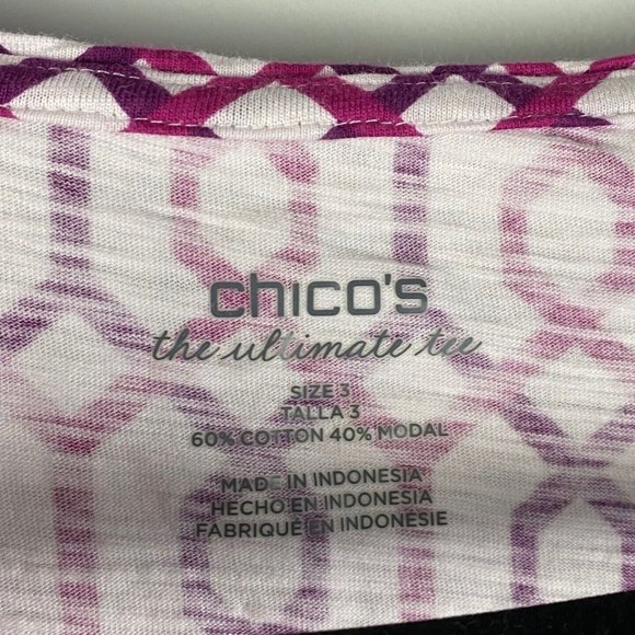 CHICOS Ultimate Tee Short Sleeve T Shirt Pink Knit Scoop Neck Size 3 US XL - Picture 4 of 8